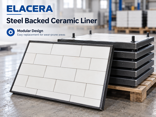 Rivestimento in ceramica di allumina con supporto in acciaio per scivoli e tramogge