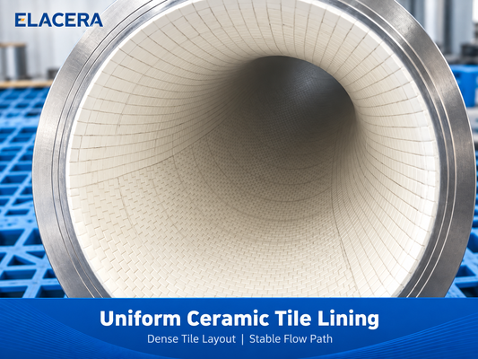 Tubo d'acciaio rivestito di piastrelle ceramiche resistenti all'usura per il trasporto di materiali abrasivi