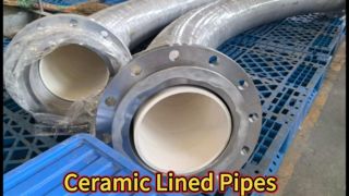 Tubo rivestito in ceramica di alluminio per sistemi di trasporto pneumatici. Elacera.
